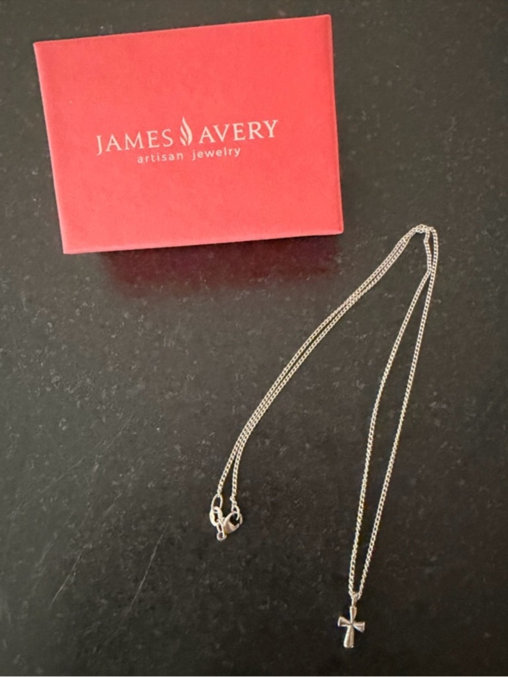 ➕ James Avery Small St. Teresa Cross Charm on 18” Small Curb Chain Necklace ➕